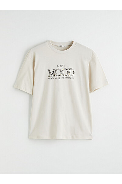 LC Waikiki Γυναικείο μπλουζάκι Özmarka New Season με στάμπα και λαιμόκοψη ποδ...