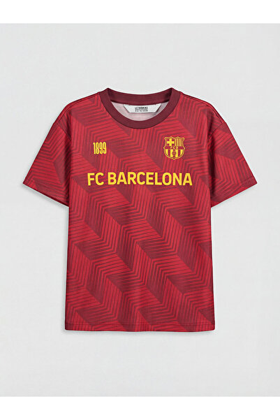 LC Waikiki GÜLİS GİYİM'DEN Bordo FC Barcelona Baskılı Erkek Çocuk Tişört
