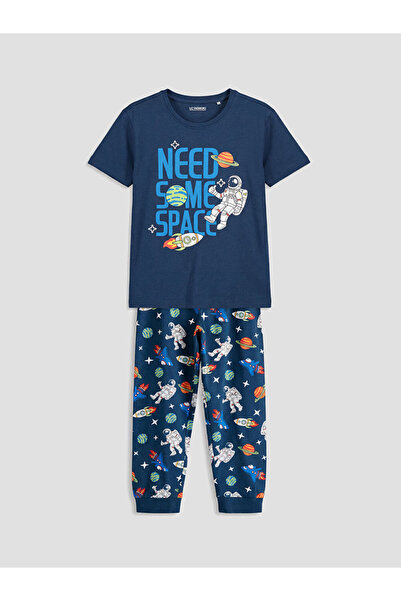 LC Waikiki Gulis clothing - navy blue printed boys' pajama set