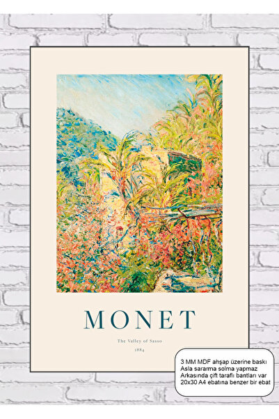 Hayat Poster Картина „Долината на Сасо“ на Клод Моне, MDF плоскост, дървен пл...