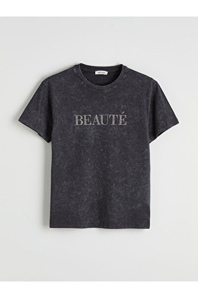 LC Waikiki ΝΕΑ ΣΕΖΟΝΑ ΑΠΟ ΤΗΝ GÜLİS GİYİM: Μπλουζάκι Anthracite Crew Neck Sto...