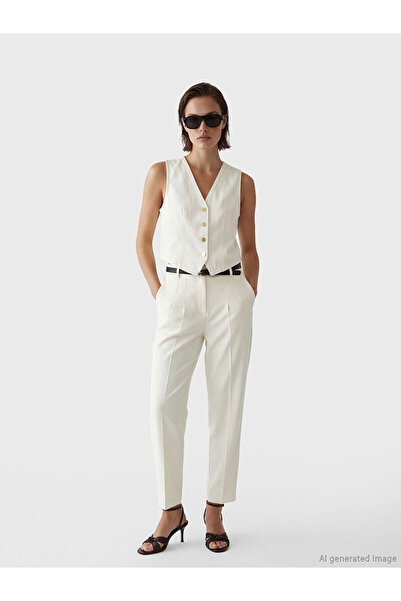 LC Waikiki Peak New Season Beli Belt Pack Women's Pleated Fabric Pants