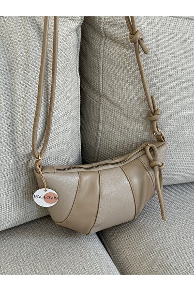 BAGLOVİS Ženski model kroasan sa detaljnim čvorovima u boji nerca, elegantan ...