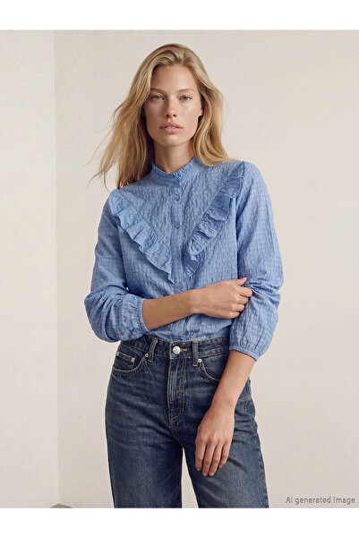 LC Waikiki Γυναικείο πουκάμισο Özmarka New Season με βολάν στο γιακά Με υφή