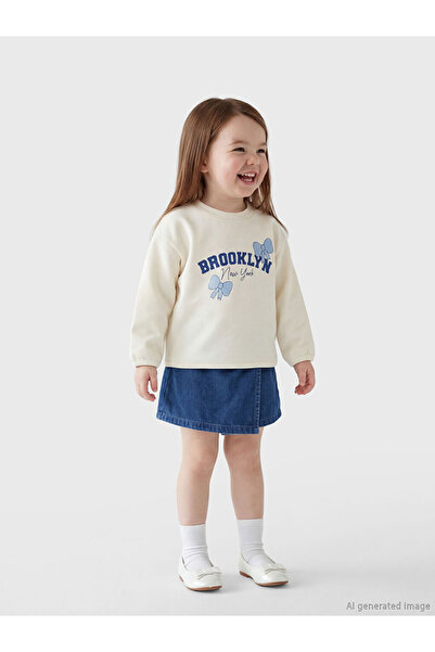 LC Waikiki Blue Baby Girl Jean Shorts Skirt with Elastic Waist