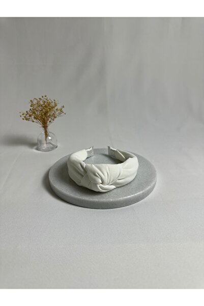 MegssStore White Double Crepe Knotted Crown Headband