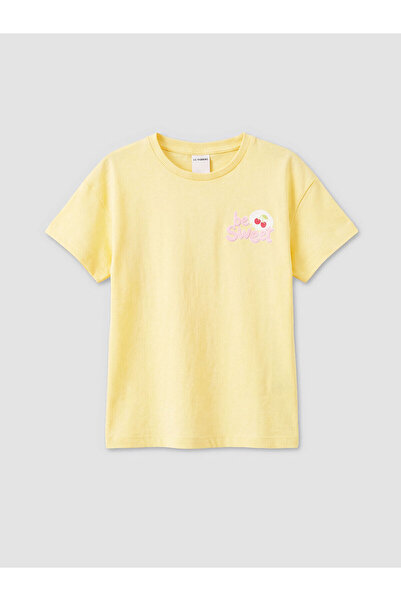 LC Waikiki Μπλουζάκι για κορίτσια με στάμπα και λαιμόκοψη ποδηλάτου (S6)