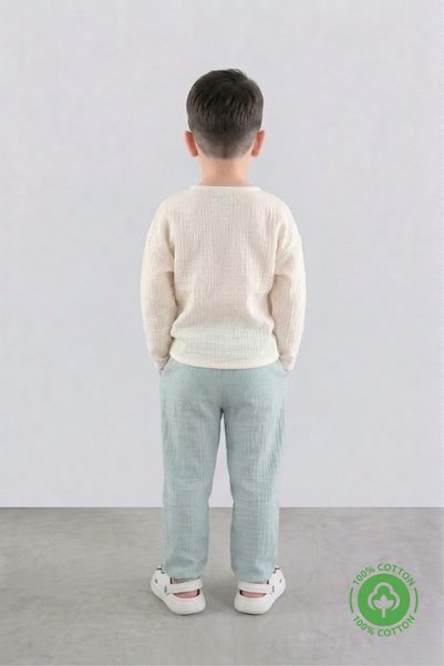 ÇİTİL Boy's Long Sleeve Muslin Top and Bottom 2-Piece Set 2-8 Years