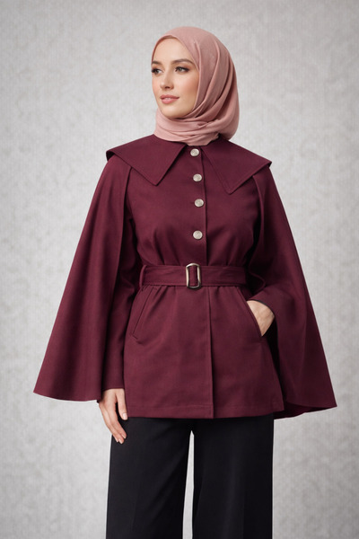 PINTORE Kadın Torino Kumaş Kemerli Pelerinli Trençkot