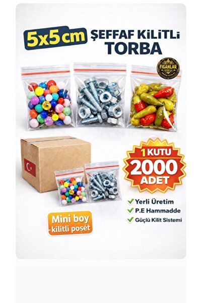 figanlar ambalaj 5x5 cm Kilitli Poşet Şeffaf Mini Kilitli Torba 2000 Adet Bon...