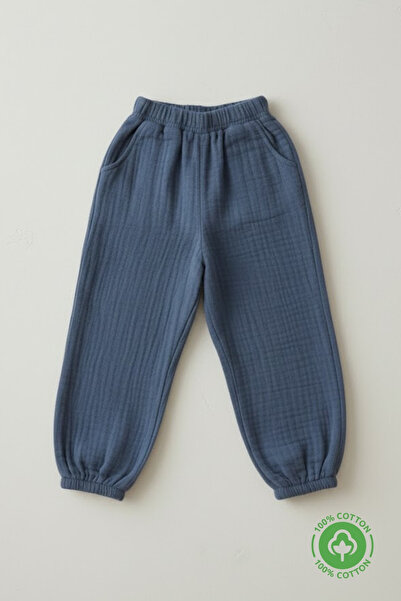 ÇİTİL Unisex çocuk Bürümcük Müslin Organik Pantolon 2-8 YAŞ