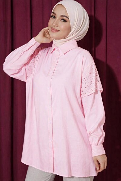 Sara Deluxe Beaded Stone Embroidered Shirt Tunic - Stylish Tunic Shirt