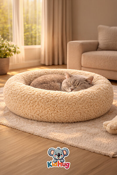 KidHug Donut Simit Peluş Kedi Köpek Yatağı – Yumuşacık Dolgolu Yumuşak Kedi K...