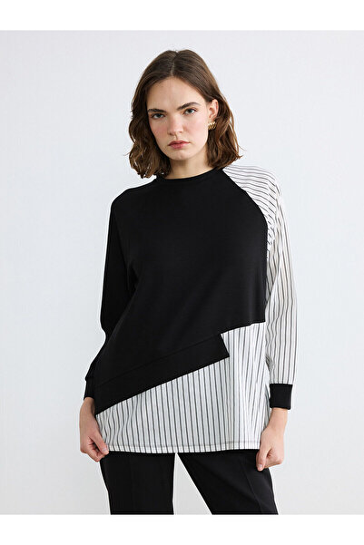 LC Waikiki Peak New Season Crew Neck Striped Women's Sweatshirt Tunic