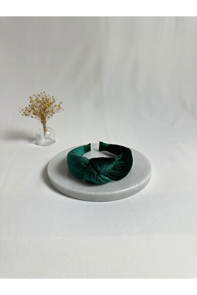 MegssStore ربطة شعر على شكل تاج باللون الأخضر الزمردي مكونة من مخمل عقدة