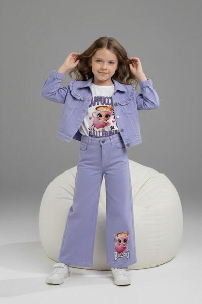 ANKANOVA Țesătură gabardină pentru fete, Cappucino de sărbătoare, cu imprimeu...