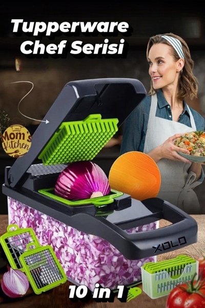 Saule Mutfak Şefi 10 in 1 Hazneli Sebze Doğrayıcı Dilimleyici Kesici Çok Fonk...