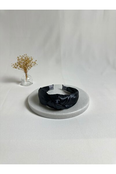 MegssStore Anthracite Satin Knotted Crown Headband