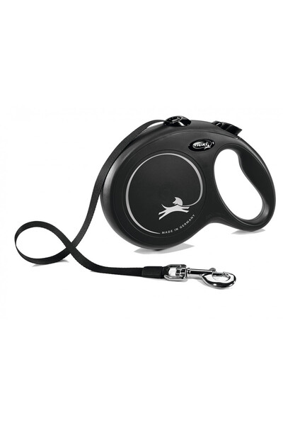 Flexi Lesa retractabila, neagra, rezistenta, lungime 8 m, pentru caini cu gre...