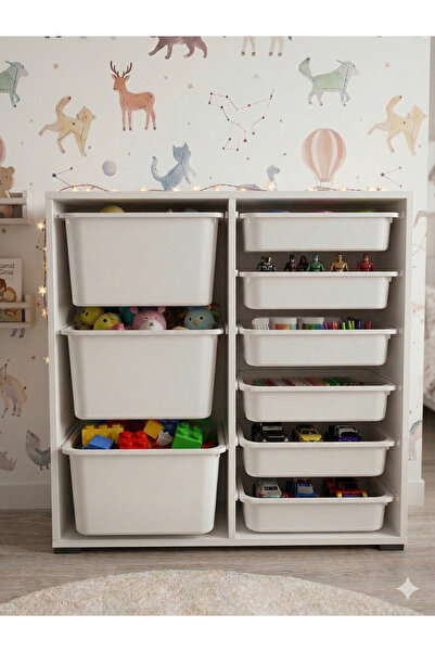 decosense 9 Çekmeceli Çok Amaçlı Oyuncak Dolabı ve Saklama Ünitesi – Çocuk Od...