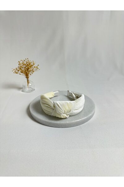 MegssStore White Velvet Knot Crown Headband