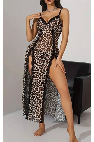 Peille Kadın Şık kaplı Gecelik . Bacak bantlı fiyonk detaylı gecelik