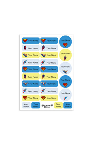 Printoot ملصقات سوبرمان تتميز بأيقونات فنية للبطل وفينيل لاصق عالي الجودة