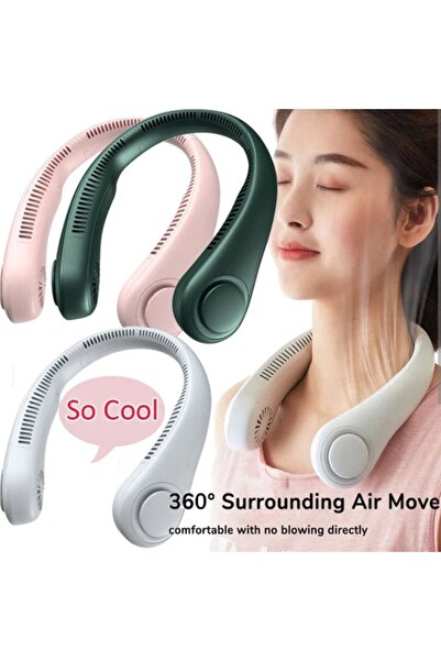 Generic Portable Bladeless Neck Fan - 360° Surrounding Cooling with 3 Speeds