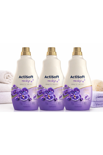 actisoft Menekşe Konsantre Çamaşır Yumuşatıcısı 1500 ml x 3 Adet – 180 Yıkama
