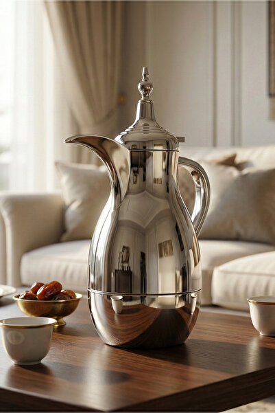 SQUALO ترمس قهوة فضي فاخر – حافظ للحرارة – السعة 1 لتر – تصميم أنيق للمجالس