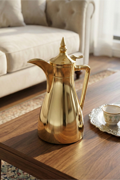 SQUALO Luxury gold coffee thermos – Heat-Retaining – 0.8 liter capacity – gla...