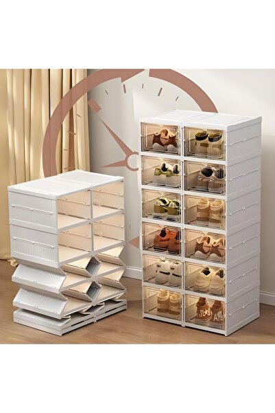 Generic صندوق تخزين مغطى بست طبقات، حاويات تخزين قابلة للتكديس، صندوق قابل لل...