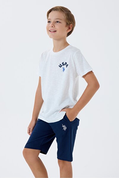 U.S. Polo Assn. Σετ δύο τεμαχίων, μπλουζάκι και σορτς, για αγόρια, λευκό