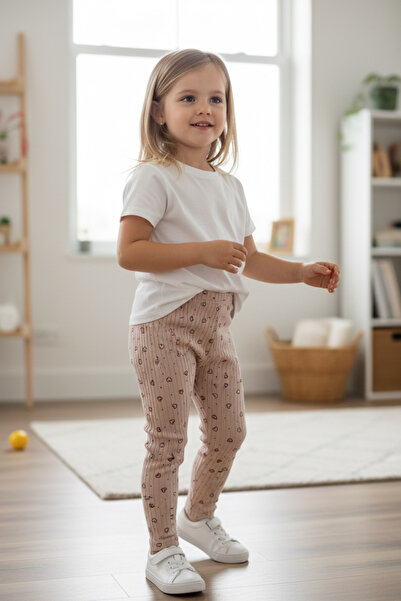 Kidiba Kız Çocuk Raporlu Desenli Esnek Pamuklu Tayt