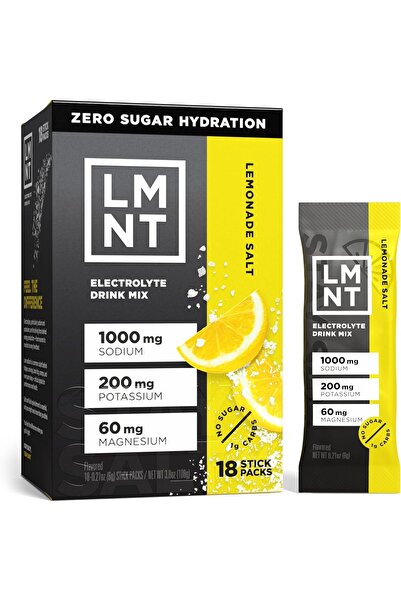 LMNT مشروب إلكتروليتات خالي من السكر - عصير ليمون | مزيج مشروب | عبوة من 18 قطعة