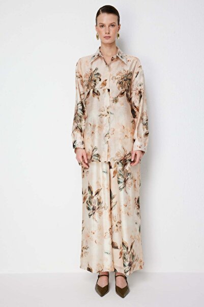 Ekol Floral Patterned Wide Leg Trousers