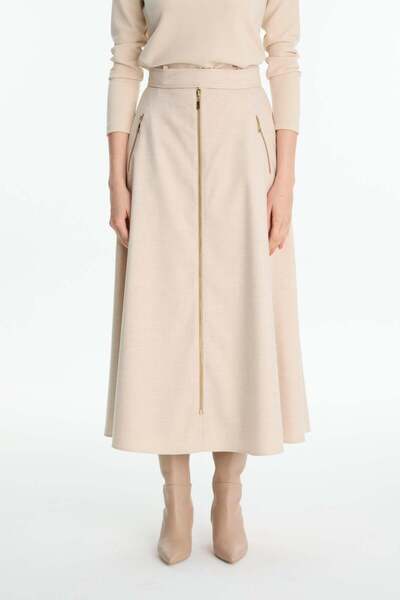 Zühre Fermuar Detaylı Vanilya Etek ETK-0200