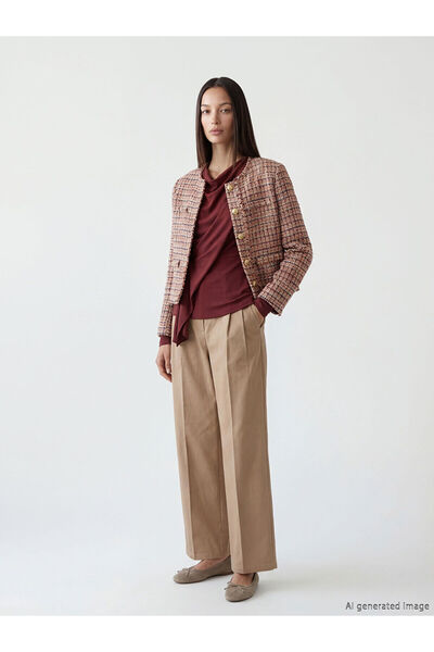 LC Waikiki Nevavm Loose Fit Wide Leg Women's Pleated Trousers with a Difference