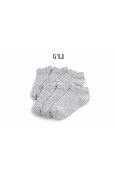 Tina atelier 6 Çift Kız-Erkek Düz Spor Patik Çorabı Unisex (6lı Gri Set)