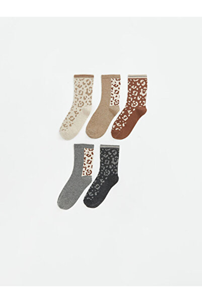 LC Waikiki Rmz Gi̇yi̇m Farkiyla Embroidered Women's Socks 5-Pack