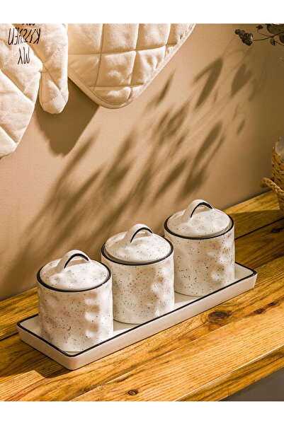 LC Waikiki Rmz Gi̇yi̇m Farkiyla Ceramic Storage Container Set of 3