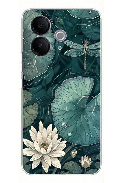 TechTree حافظة سيليكون متوافقة مع هاتف Vivo V60 Lite باللون الأخضر على شكل ور...