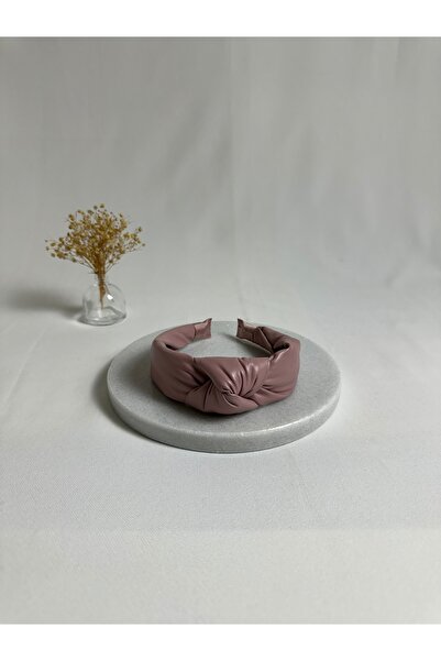 MegssStore Powder Pink Leather Knotted Crown Headband