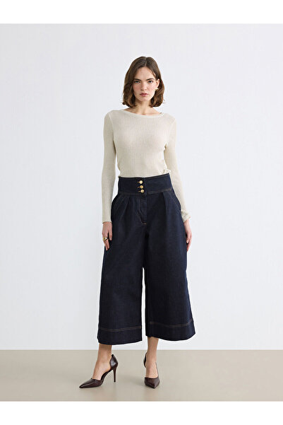 LC Waikiki Peak New Season High Waist Crop Wideleg Women's Jean Pants