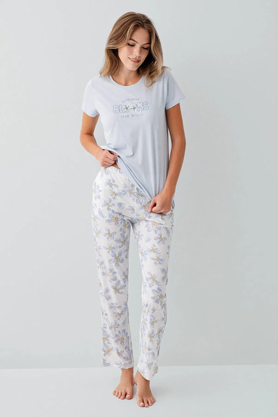 Arnetta Set de pijamale pentru femei, guler rotund , mânecă scurtă, cu buzuna...