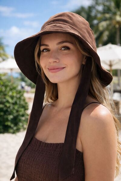 BALIENTE Καφέ καπέλο γυναικείο με λεπτομέρεια από δέσιμο καφέ, σε συσκευασία ...