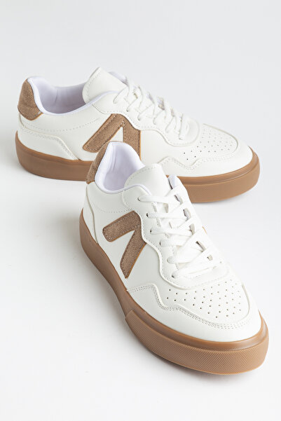 LEVONYA Pantofi Iveja pentru femei, alb-maro, cu detaliu în V, anii '90, snea...