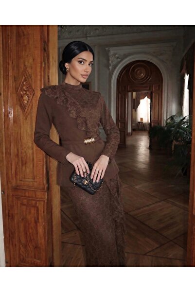 1Moda1Tarz Importat K crep D dantelă Țesătură K curea i D guler ridicat A cu ...