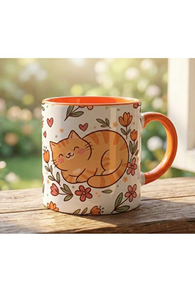 CraftMoris Pati Esintisi-Uykucu Turuncu Kedi Fincan