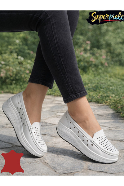 ANGEL BLUE Mocasini Damă perforații damă din piele naturală cu talpă groasă